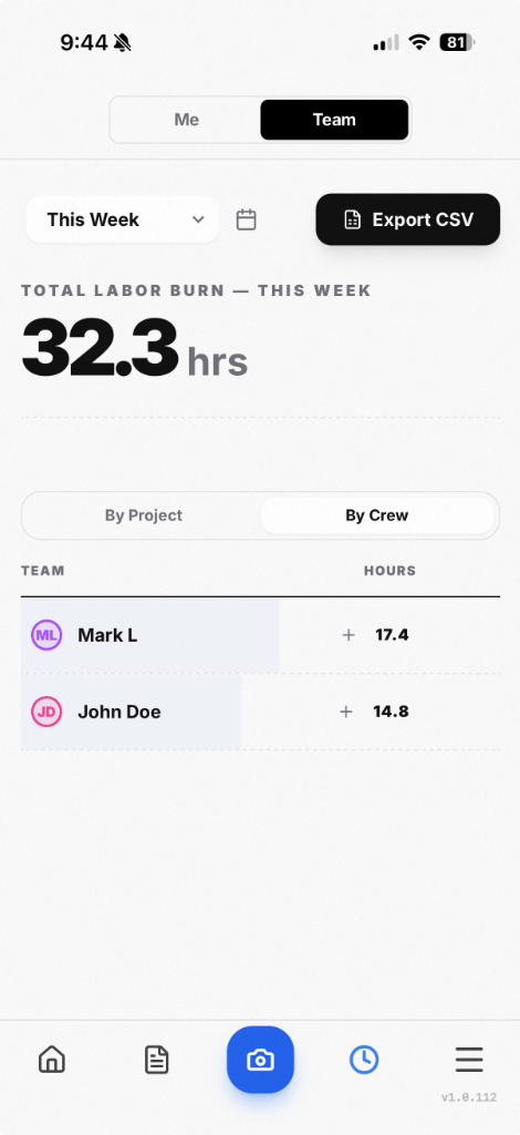 Clock your crew.